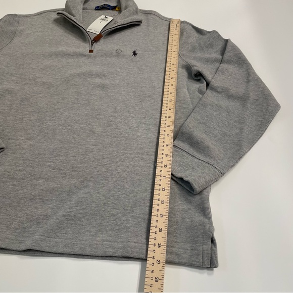 Polo Ralph Lauren Gray Quarter Zip Men Sweatshirt Cotton Sweater Large New Pony - Picture 10 of 16